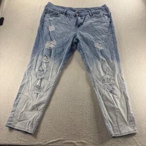 Soho New York Boyfriend Straight Jeans Womens 18 Blue Cotton Stretch Distressed
